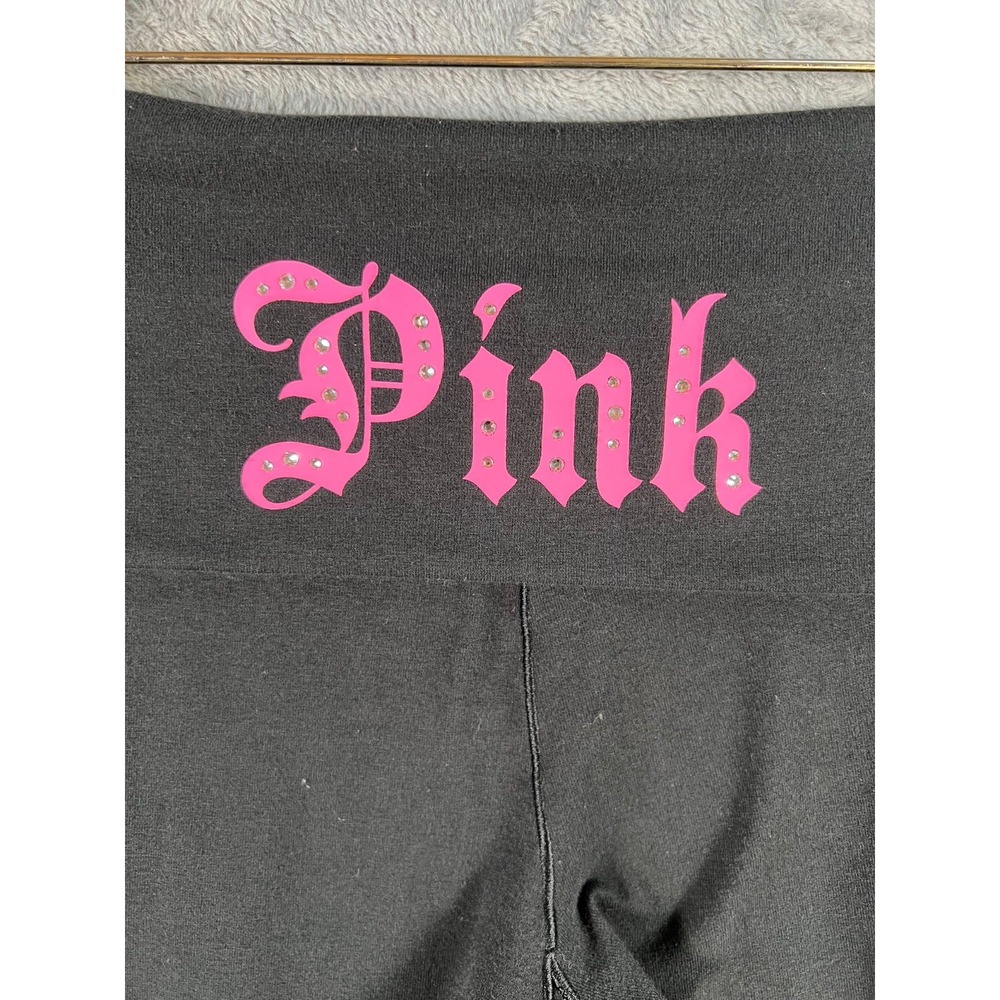 Y2K Victorias Secret PINK  Vintage Foldover Yoga Pants Flare Size XS Bling - Picture 6 of 10